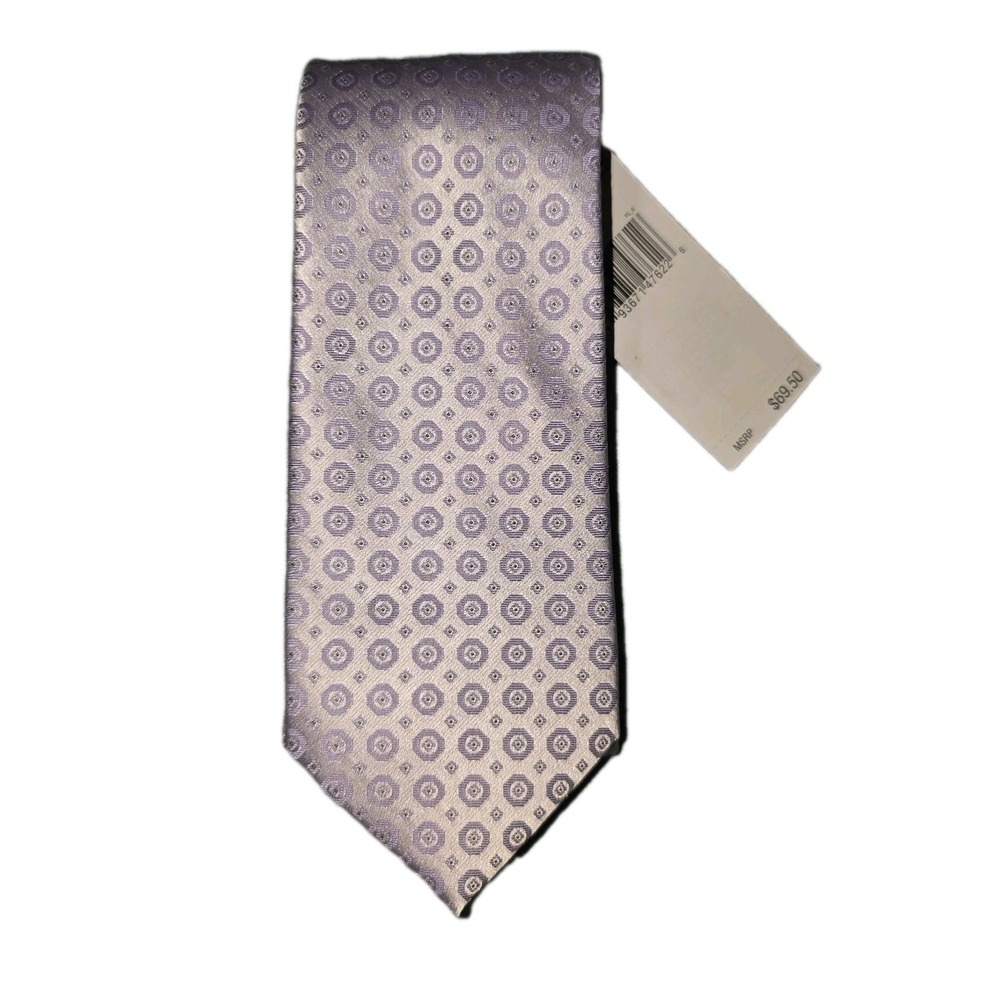 New Calvin Klein Men's Hex Dot Medallion Lilac Necktie OS‎ Silk/Polyester
